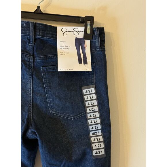 Jesica Simpson Low Rise Bootcut Women's size 4/27 Dark Wash Blue Denim Jeans - Picture 7 of 8